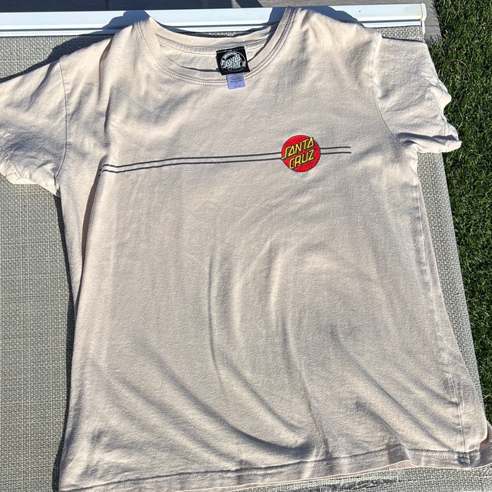 Santa Cruz Skateboards Cream Tee with Red Logo